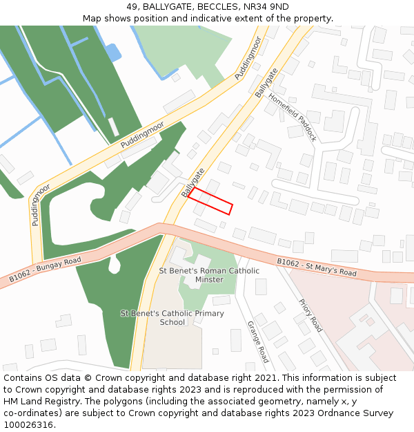 49, BALLYGATE, BECCLES, NR34 9ND: Location map and indicative extent of plot