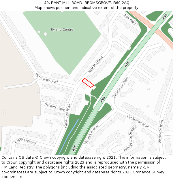 49, BANT MILL ROAD, BROMSGROVE, B60 2AQ: Location map and indicative extent of plot