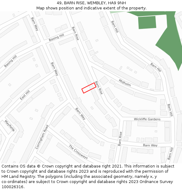 49, BARN RISE, WEMBLEY, HA9 9NH: Location map and indicative extent of plot