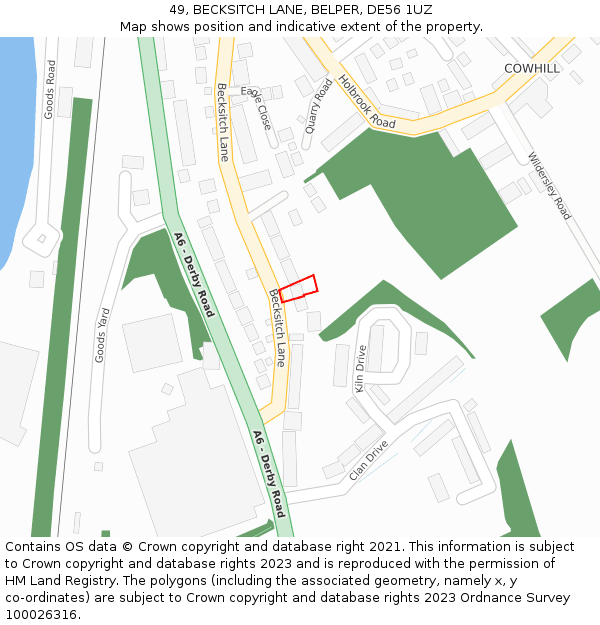 49, BECKSITCH LANE, BELPER, DE56 1UZ: Location map and indicative extent of plot