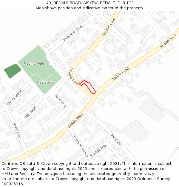 49, BEDALE ROAD, AISKEW, BEDALE, DL8 1DF: Location map and indicative extent of plot