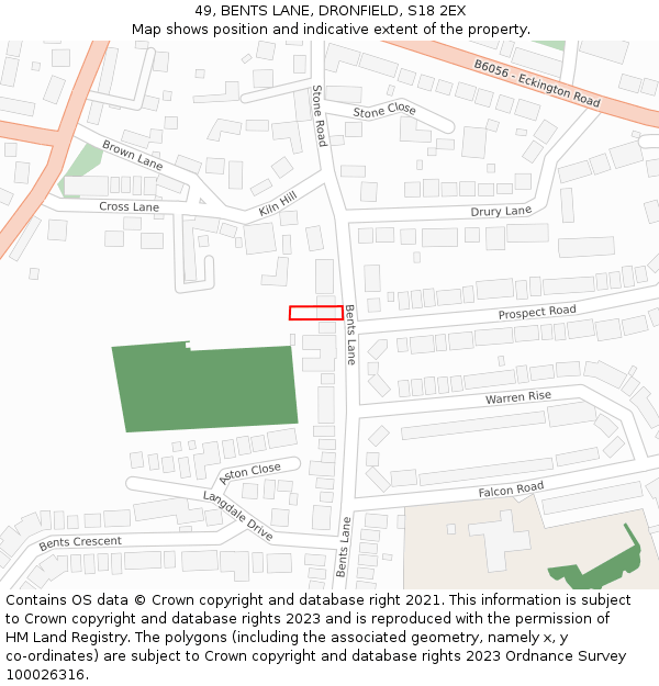 49, BENTS LANE, DRONFIELD, S18 2EX: Location map and indicative extent of plot