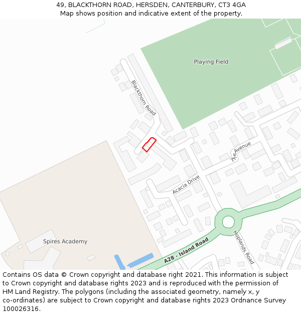49, BLACKTHORN ROAD, HERSDEN, CANTERBURY, CT3 4GA: Location map and indicative extent of plot
