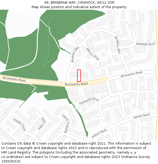 49, BRISBANE WAY, CANNOCK, WS12 2GR: Location map and indicative extent of plot