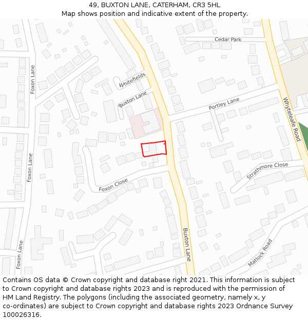 49, BUXTON LANE, CATERHAM, CR3 5HL: Location map and indicative extent of plot