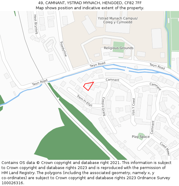 49, CAMNANT, YSTRAD MYNACH, HENGOED, CF82 7FF: Location map and indicative extent of plot