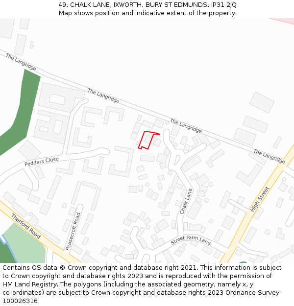 49, CHALK LANE, IXWORTH, BURY ST EDMUNDS, IP31 2JQ: Location map and indicative extent of plot