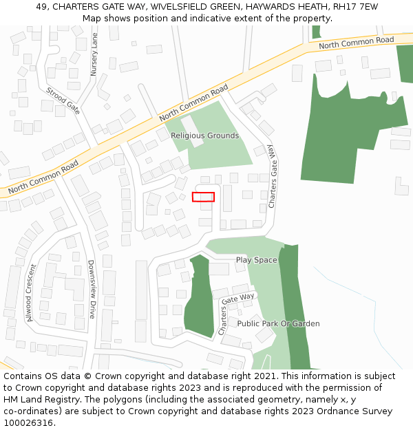 49, CHARTERS GATE WAY, WIVELSFIELD GREEN, HAYWARDS HEATH, RH17 7EW: Location map and indicative extent of plot