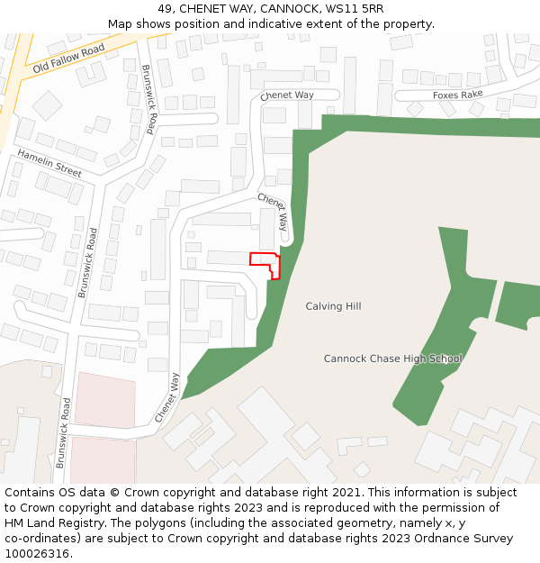 49, CHENET WAY, CANNOCK, WS11 5RR: Location map and indicative extent of plot