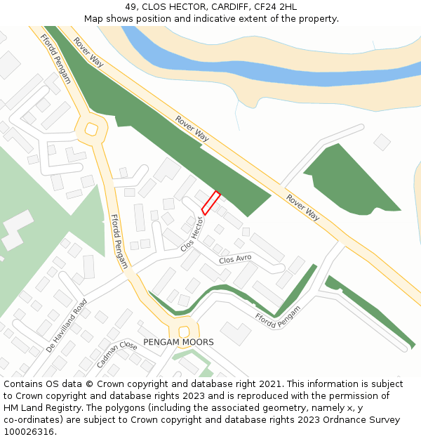 49, CLOS HECTOR, CARDIFF, CF24 2HL: Location map and indicative extent of plot