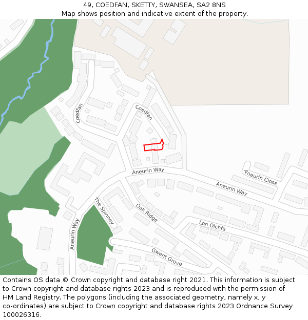 49, COEDFAN, SKETTY, SWANSEA, SA2 8NS: Location map and indicative extent of plot