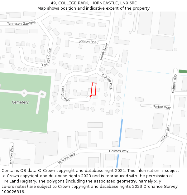 49, COLLEGE PARK, HORNCASTLE, LN9 6RE: Location map and indicative extent of plot