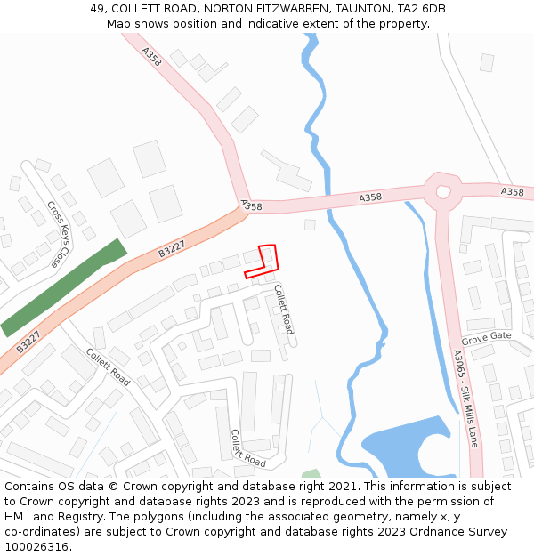 49, COLLETT ROAD, NORTON FITZWARREN, TAUNTON, TA2 6DB: Location map and indicative extent of plot