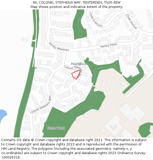 49, COLONEL STEPHENS WAY, TENTERDEN, TN30 6EW: Location map and indicative extent of plot