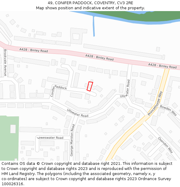 49, CONIFER PADDOCK, COVENTRY, CV3 2RE: Location map and indicative extent of plot