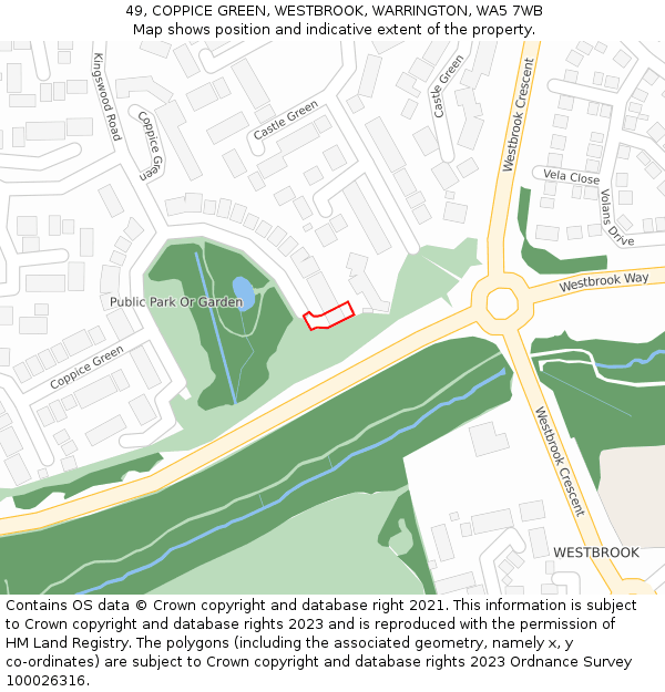 49, COPPICE GREEN, WESTBROOK, WARRINGTON, WA5 7WB: Location map and indicative extent of plot