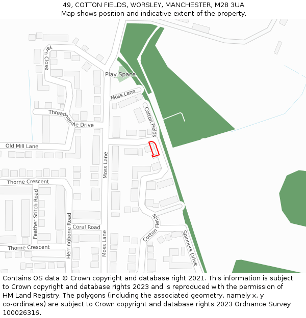 49, COTTON FIELDS, WORSLEY, MANCHESTER, M28 3UA: Location map and indicative extent of plot