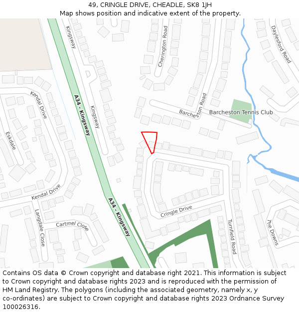 49, CRINGLE DRIVE, CHEADLE, SK8 1JH: Location map and indicative extent of plot