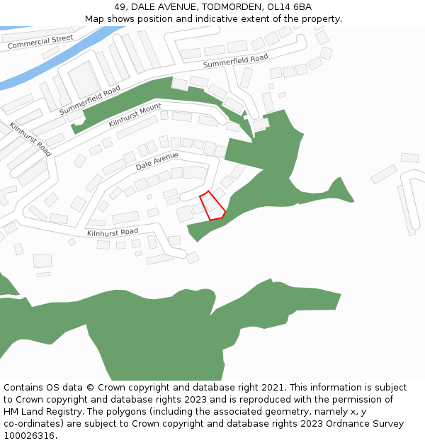 49, DALE AVENUE, TODMORDEN, OL14 6BA: Location map and indicative extent of plot