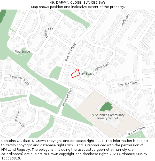 49, DARWIN CLOSE, ELY, CB6 3WY: Location map and indicative extent of plot