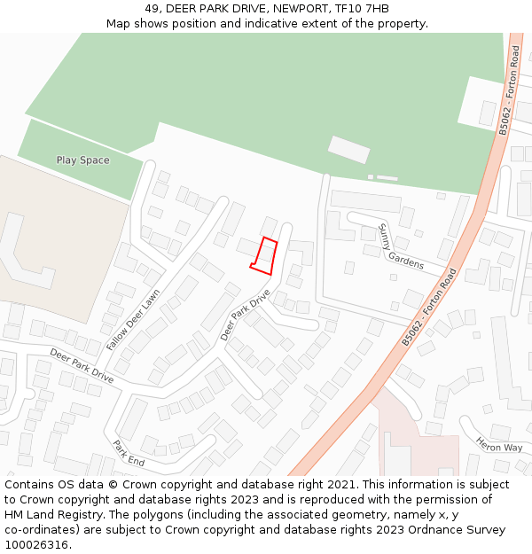 49, DEER PARK DRIVE, NEWPORT, TF10 7HB: Location map and indicative extent of plot