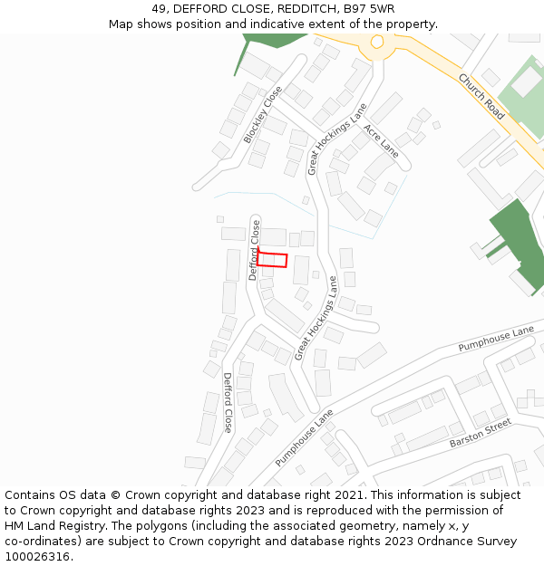 49, DEFFORD CLOSE, REDDITCH, B97 5WR: Location map and indicative extent of plot