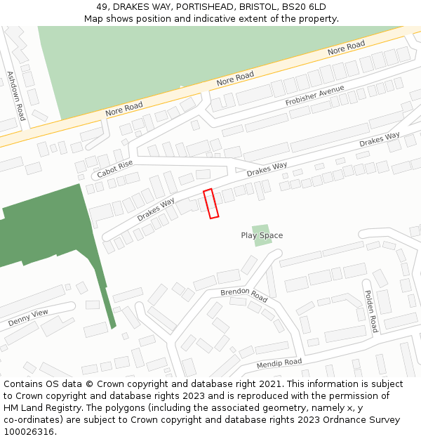 49, DRAKES WAY, PORTISHEAD, BRISTOL, BS20 6LD: Location map and indicative extent of plot