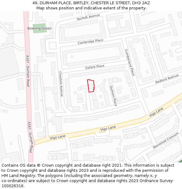 49, DURHAM PLACE, BIRTLEY, CHESTER LE STREET, DH3 2AZ: Location map and indicative extent of plot