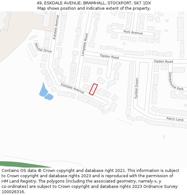 49, ESKDALE AVENUE, BRAMHALL, STOCKPORT, SK7 1DX: Location map and indicative extent of plot