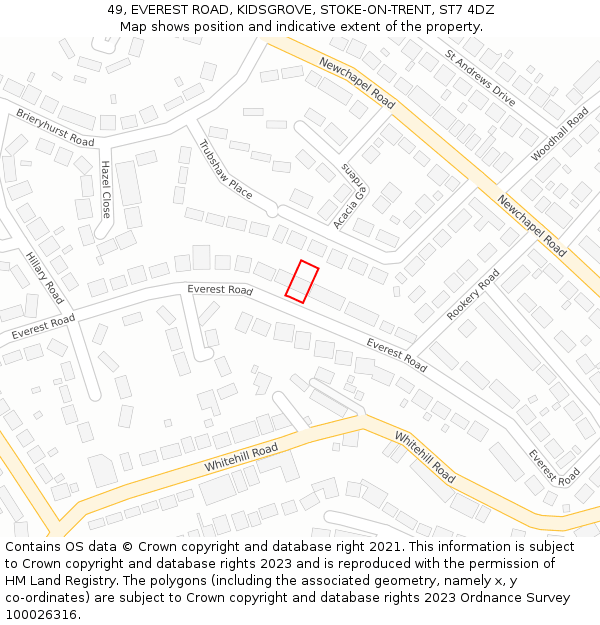 49, EVEREST ROAD, KIDSGROVE, STOKE-ON-TRENT, ST7 4DZ: Location map and indicative extent of plot