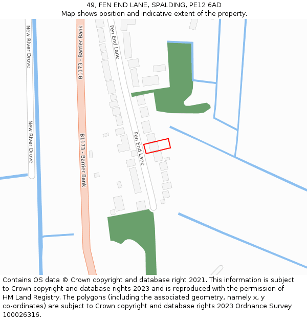 49, FEN END LANE, SPALDING, PE12 6AD: Location map and indicative extent of plot