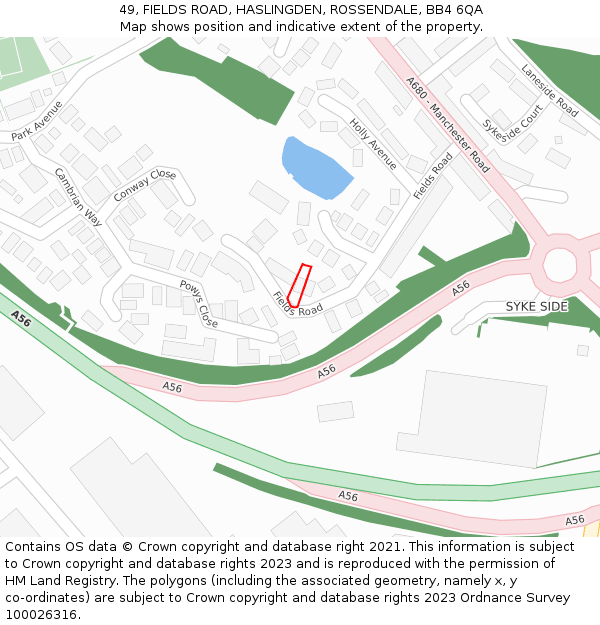 49, FIELDS ROAD, HASLINGDEN, ROSSENDALE, BB4 6QA: Location map and indicative extent of plot