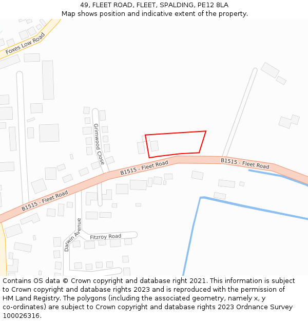 49, FLEET ROAD, FLEET, SPALDING, PE12 8LA: Location map and indicative extent of plot