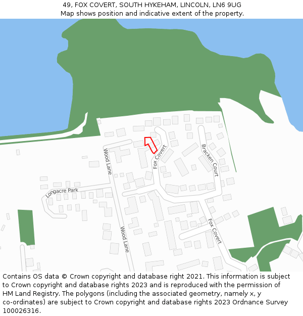 49, FOX COVERT, SOUTH HYKEHAM, LINCOLN, LN6 9UG: Location map and indicative extent of plot