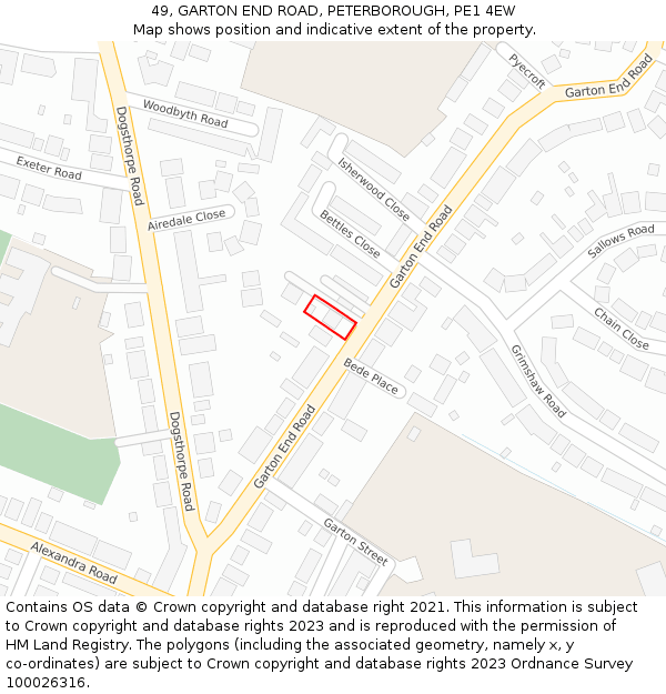 49, GARTON END ROAD, PETERBOROUGH, PE1 4EW: Location map and indicative extent of plot