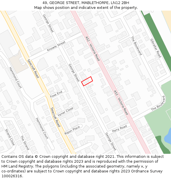 49, GEORGE STREET, MABLETHORPE, LN12 2BH: Location map and indicative extent of plot