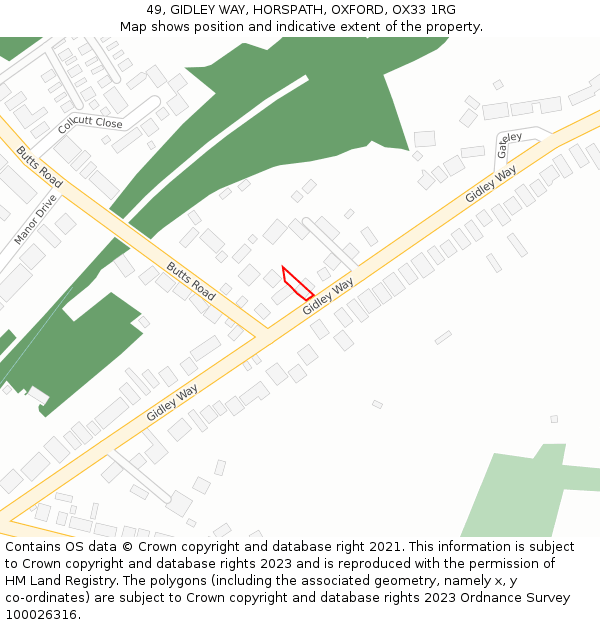 49, GIDLEY WAY, HORSPATH, OXFORD, OX33 1RG: Location map and indicative extent of plot