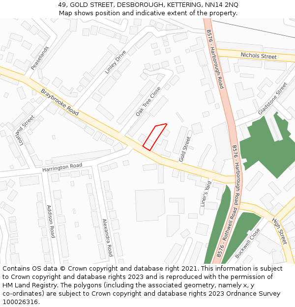 49, GOLD STREET, DESBOROUGH, KETTERING, NN14 2NQ: Location map and indicative extent of plot