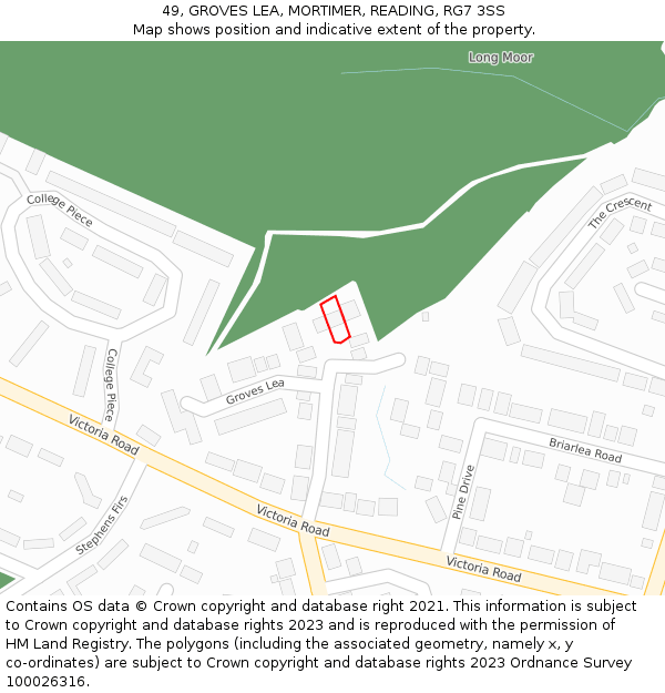 49, GROVES LEA, MORTIMER, READING, RG7 3SS: Location map and indicative extent of plot