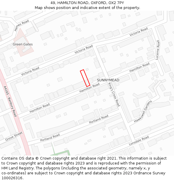 49, HAMILTON ROAD, OXFORD, OX2 7PY: Location map and indicative extent of plot