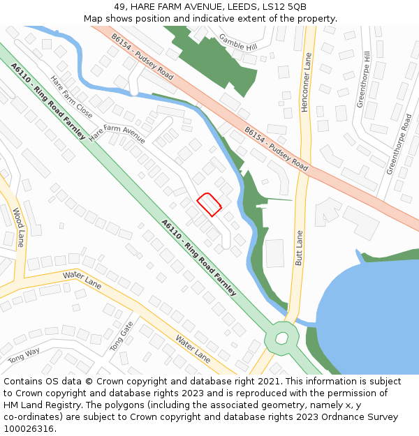 49, HARE FARM AVENUE, LEEDS, LS12 5QB: Location map and indicative extent of plot