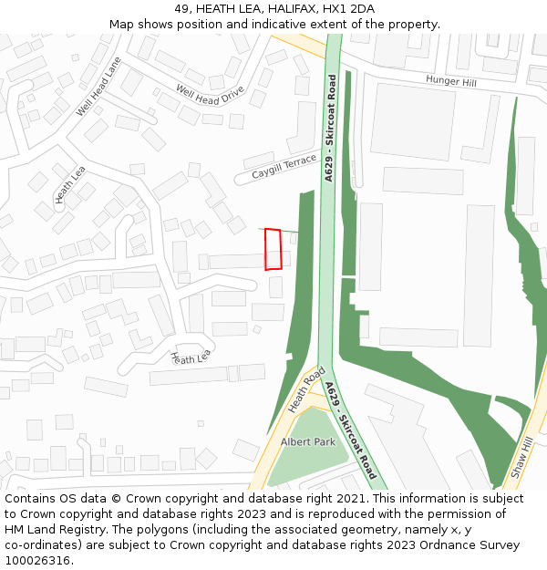 49, HEATH LEA, HALIFAX, HX1 2DA: Location map and indicative extent of plot