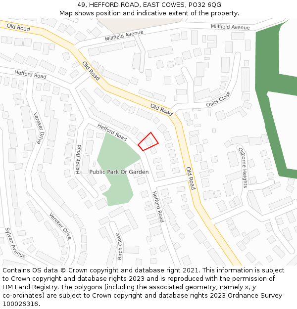 49, HEFFORD ROAD, EAST COWES, PO32 6QG: Location map and indicative extent of plot