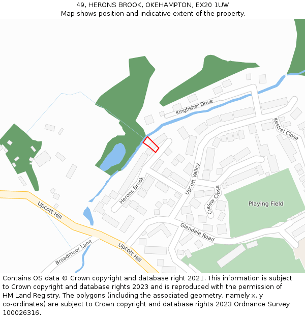 49, HERONS BROOK, OKEHAMPTON, EX20 1UW: Location map and indicative extent of plot
