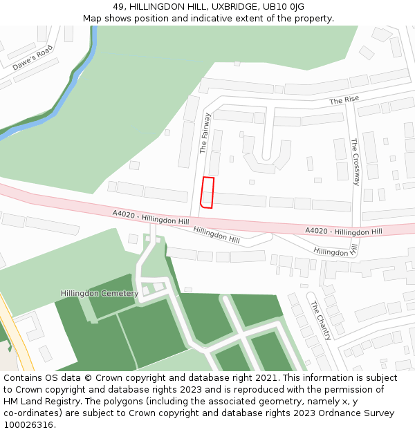 49, HILLINGDON HILL, UXBRIDGE, UB10 0JG: Location map and indicative extent of plot