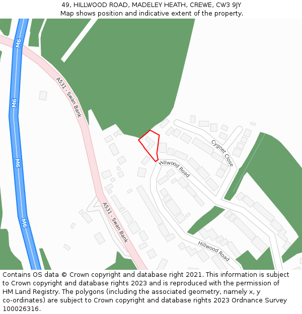 49, HILLWOOD ROAD, MADELEY HEATH, CREWE, CW3 9JY: Location map and indicative extent of plot