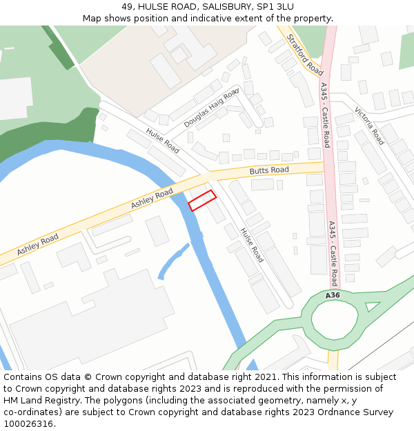 49, HULSE ROAD, SALISBURY, SP1 3LU: Location map and indicative extent of plot