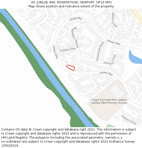 49, JUBILEE WAY, ROGERSTONE, NEWPORT, NP10 9PN: Location map and indicative extent of plot