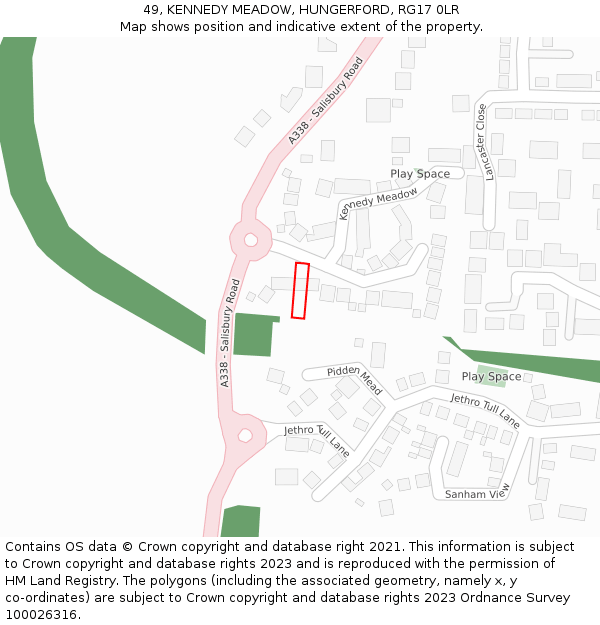 49, KENNEDY MEADOW, HUNGERFORD, RG17 0LR: Location map and indicative extent of plot