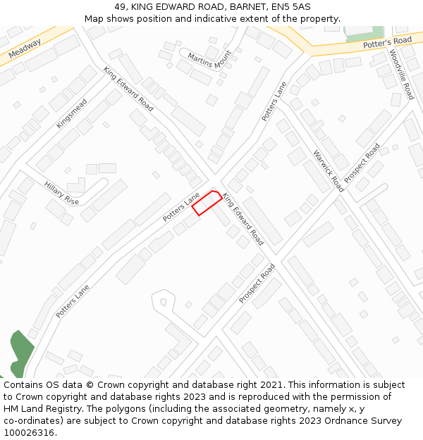 49, KING EDWARD ROAD, BARNET, EN5 5AS: Location map and indicative extent of plot